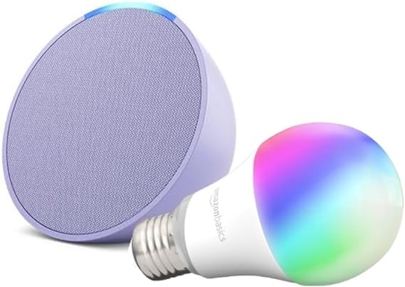 Echo Pop | Lavender Bloom with Amazon Basics Smart Color Bulb